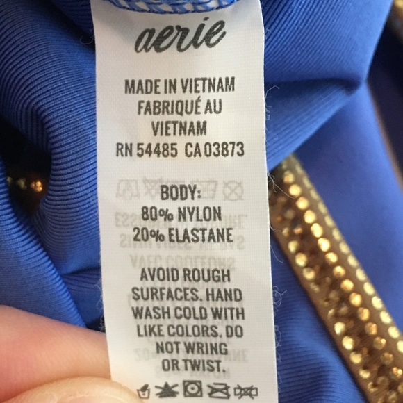 Aerie Blue and Gold Lined Cutout One Piece Swimsuit - Picture 8 of 9